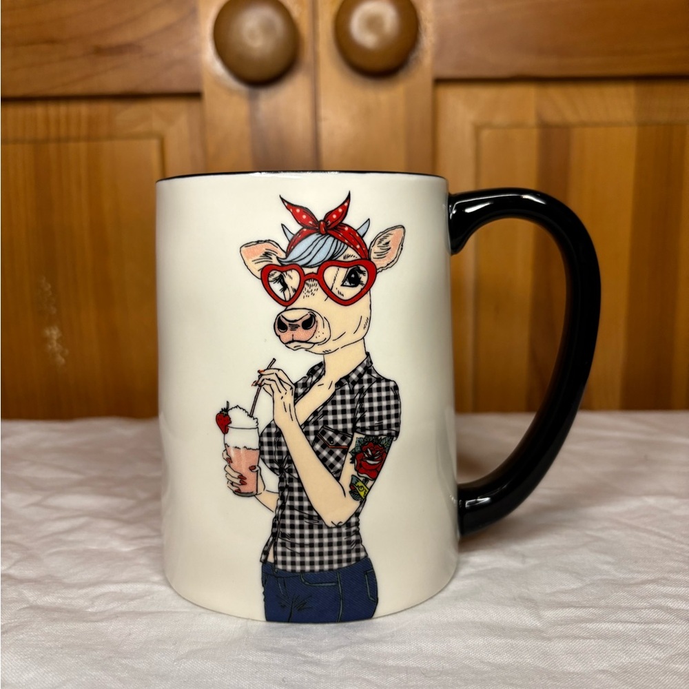 Cow Hipster Signature Housewares Inc Coffee Mug Cow Cup 17 oz Stoneware